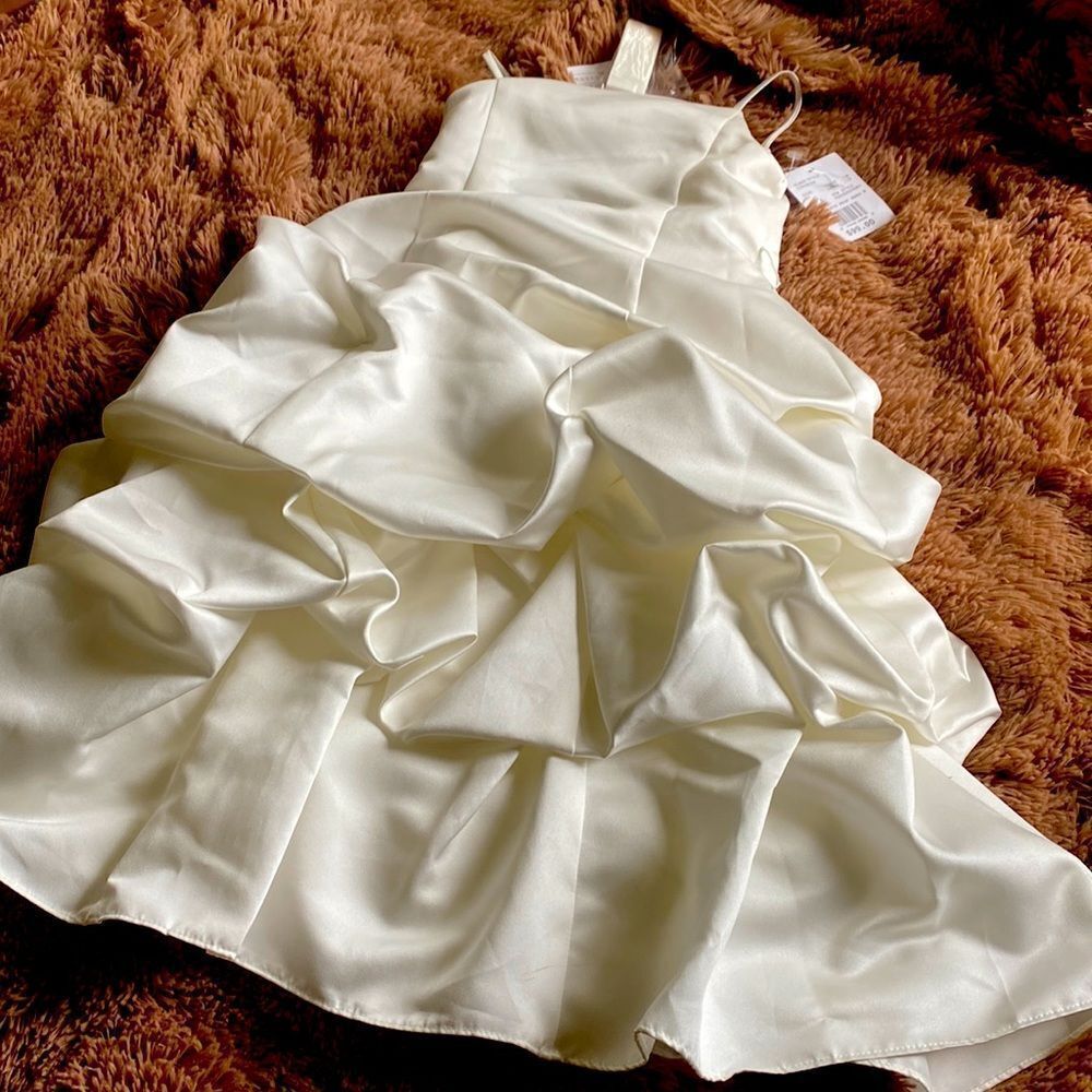 David’s Bridal Junior Bridesmaid Flower Girl Ivory Dress NWT $100